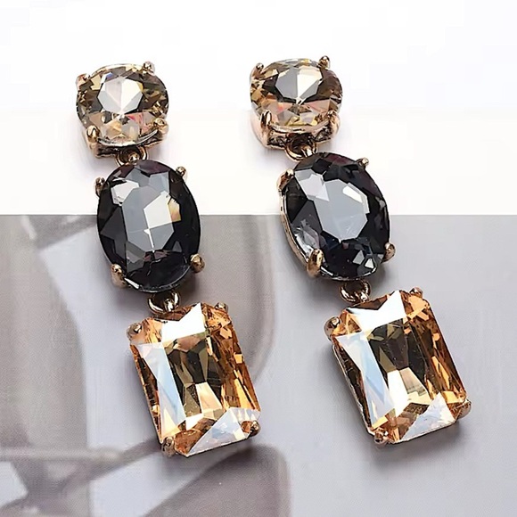 Handmade Jewelry - Vintage Smoky Topaz Crystal Dangle Earrings